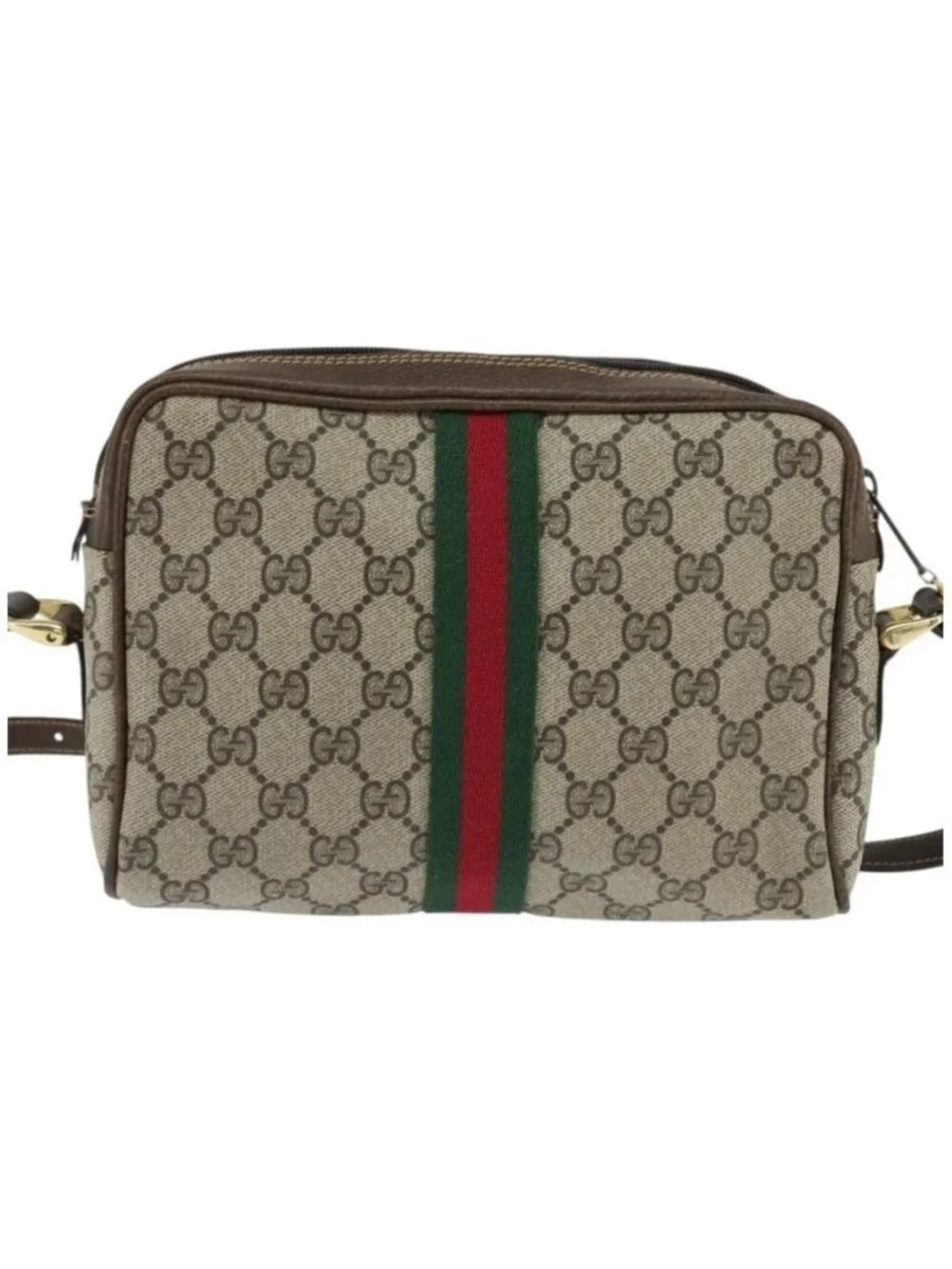 Authentic GUCCI GG Supreme Web Sherry Line Shoulder Bag PVC Beige Gold 010 378 - Picture 3 of 16